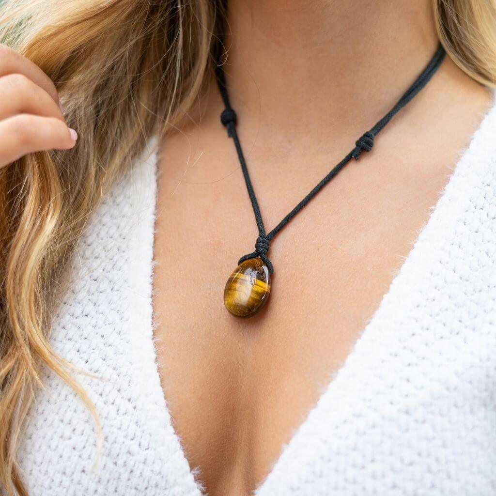 MENS TIGER EYE NECKLACE-Luck Strings