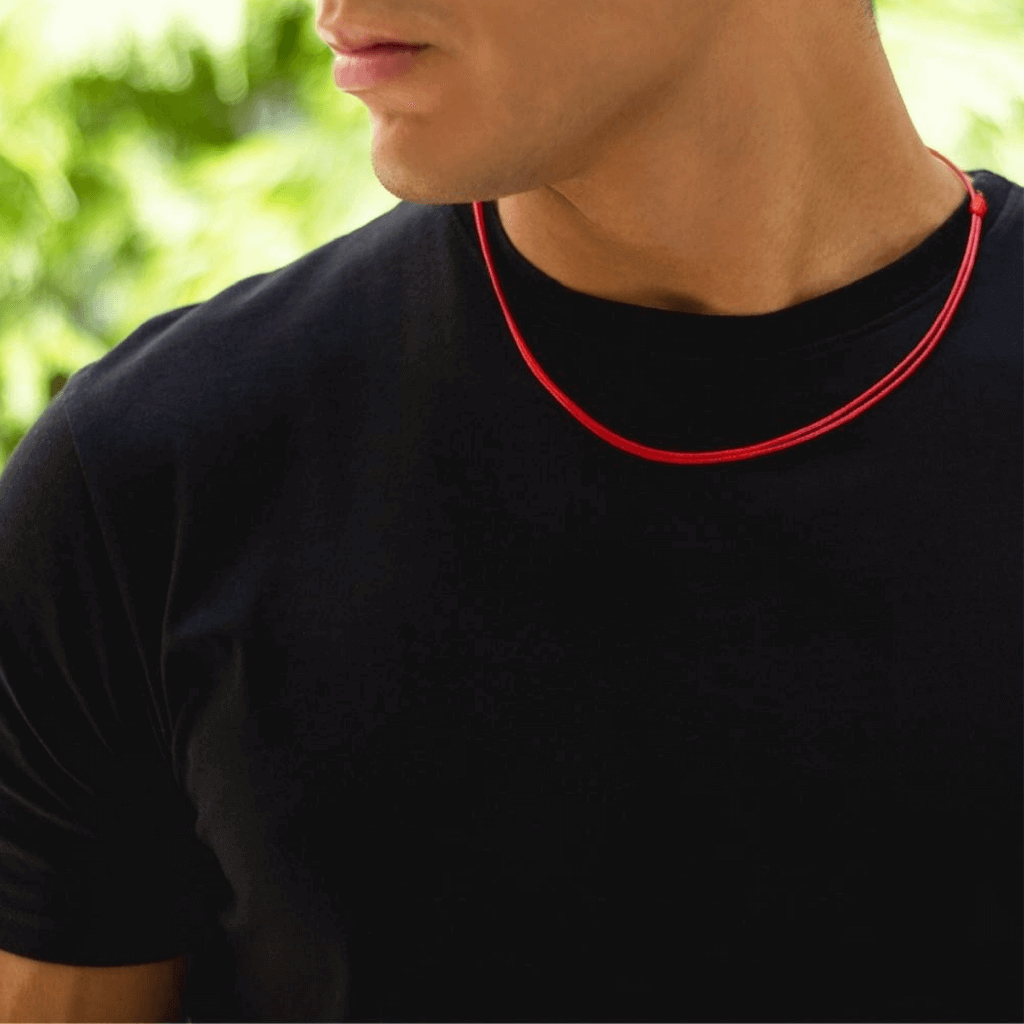 red string evil eye choker necklaces for men and women adjustable length cord opens from 14 to 28 inches long