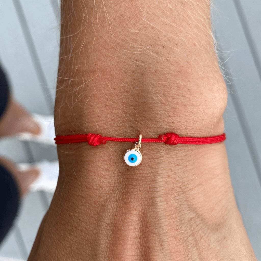 red string evil eye bracelets unisex waterproof premium nylon cord adjustable slip knot feature open from 5 to 10 inches in length