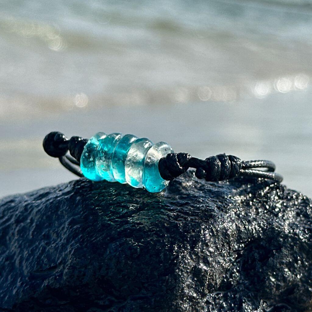 African Glass Ocean Blue Bracelet
