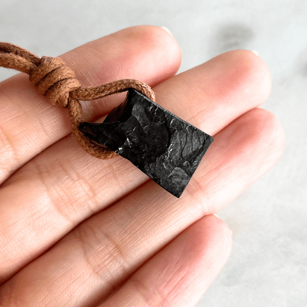 Elite Shungite OOAK Gemstone Pendant Necklace - A symbol of purification and protection by Luck Strings.