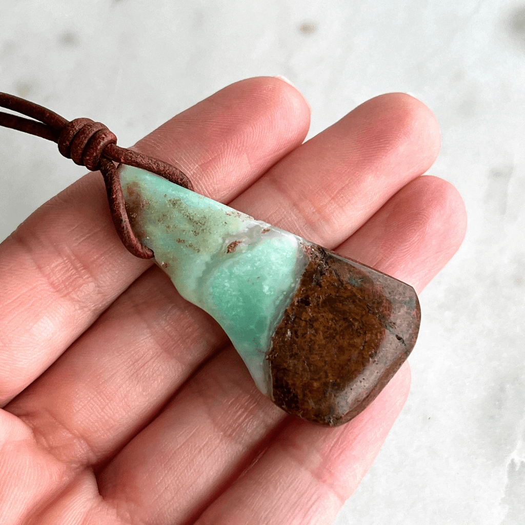 Chrysoprase OOAK Gemstone Pendant Necklace - A symbol of natural beauty and positivity by Luck Strings.