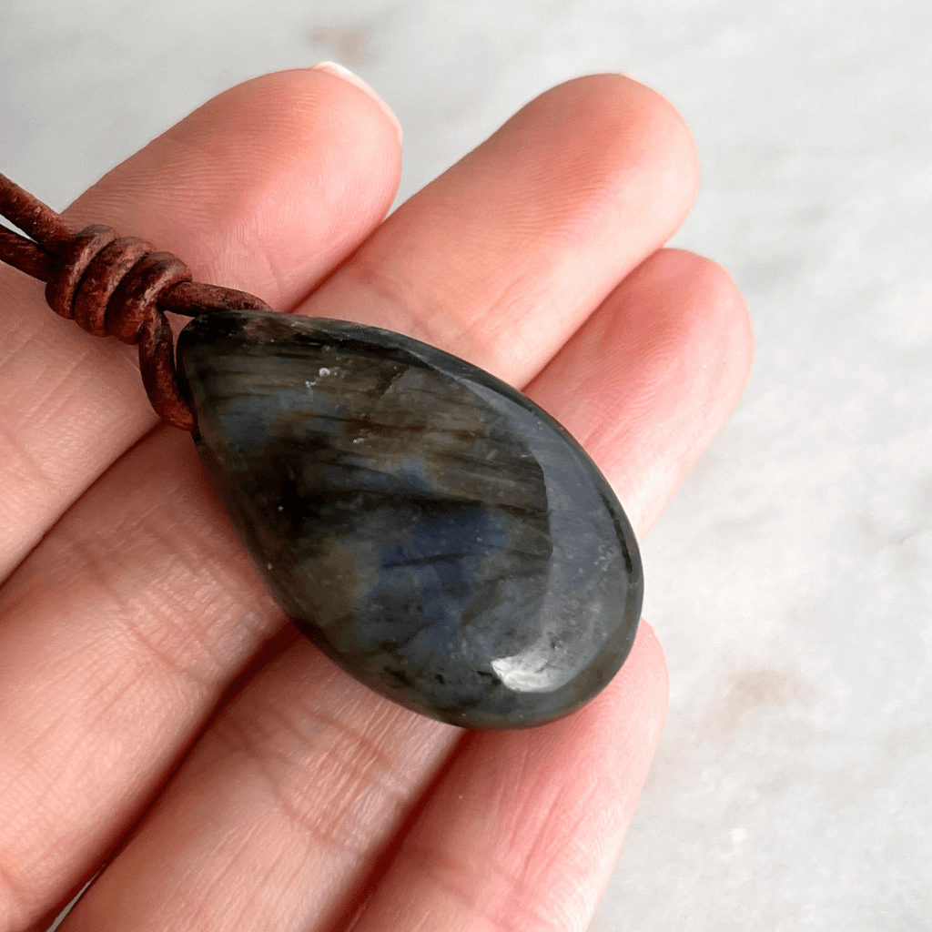 Labradorite Drop Gemstone Pendant OOAK - A symbol of mystical elegance and transformation by Luck Strings.