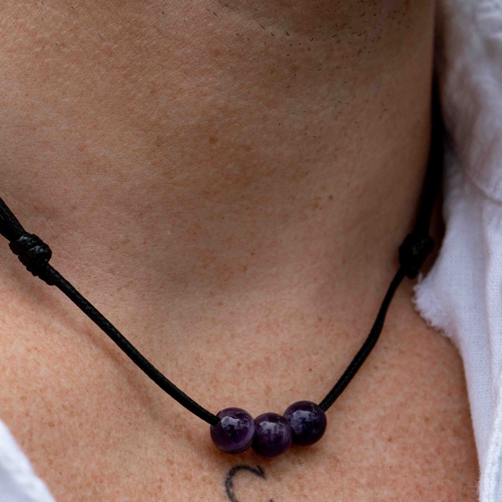 Amethyst Beaded Choker Necklace