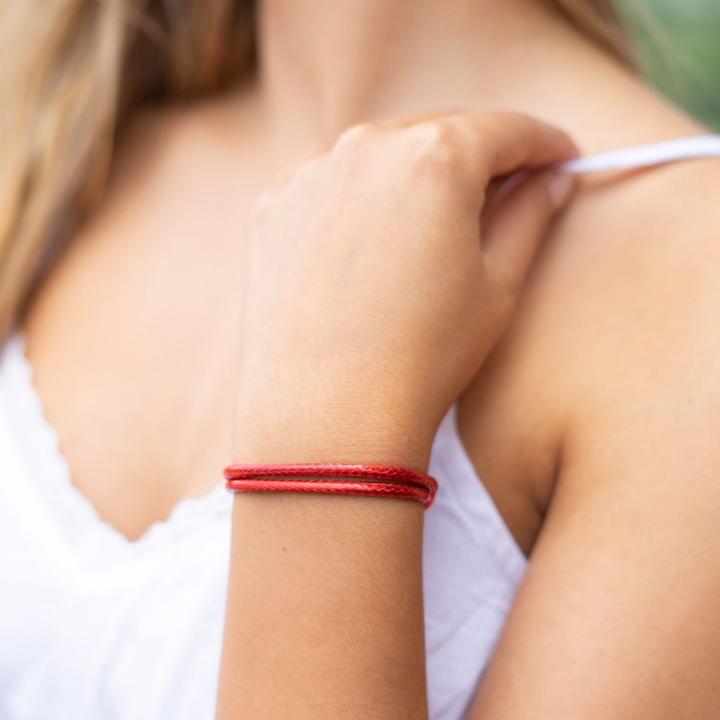 RED WAX NYLON CORD ADJUSTABLE BRACELET-Luck Strings