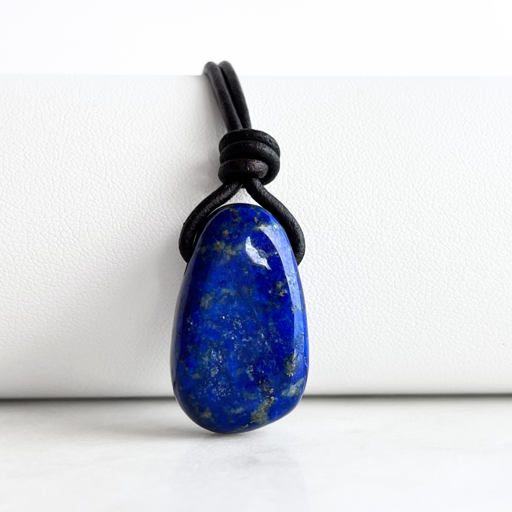 Lapis Lazuli Drop Gemstone Necklace - Oceanic Serenity by Luck Strings.