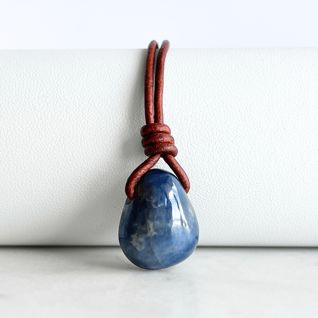 Natural OOAK Blue Sapphire Gemstone Pendant Necklace - Divine Elegance by Luck Strings.