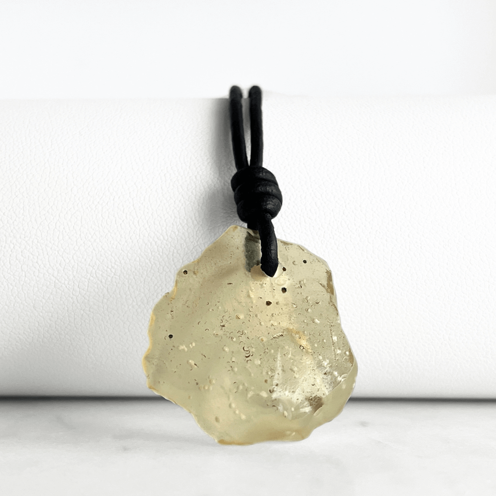 Libyan Desert Glass OOAK Gemstone Pendant - Cosmic Elegance by Luck Strings.