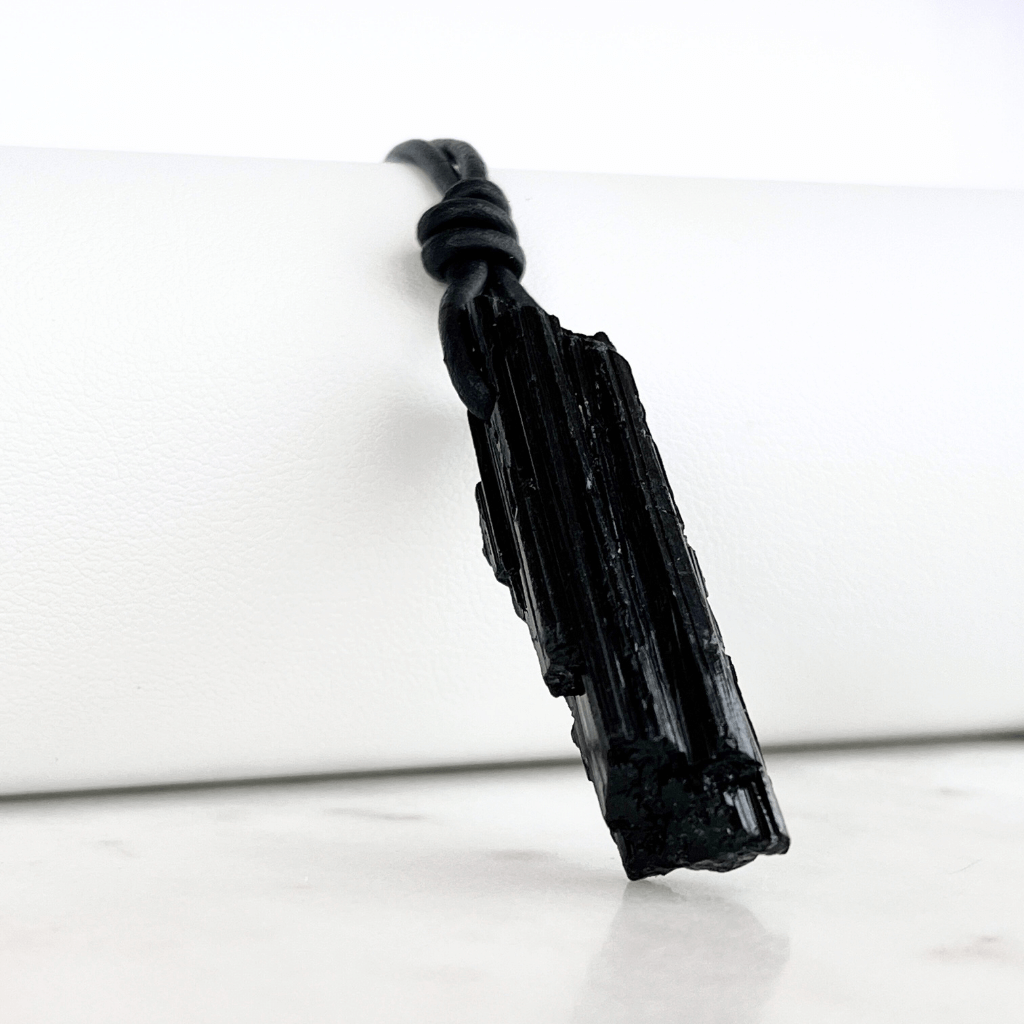 Natural Raw Black Tourmaline Pendant - A grounding and balancing symbol by Luck Strings.