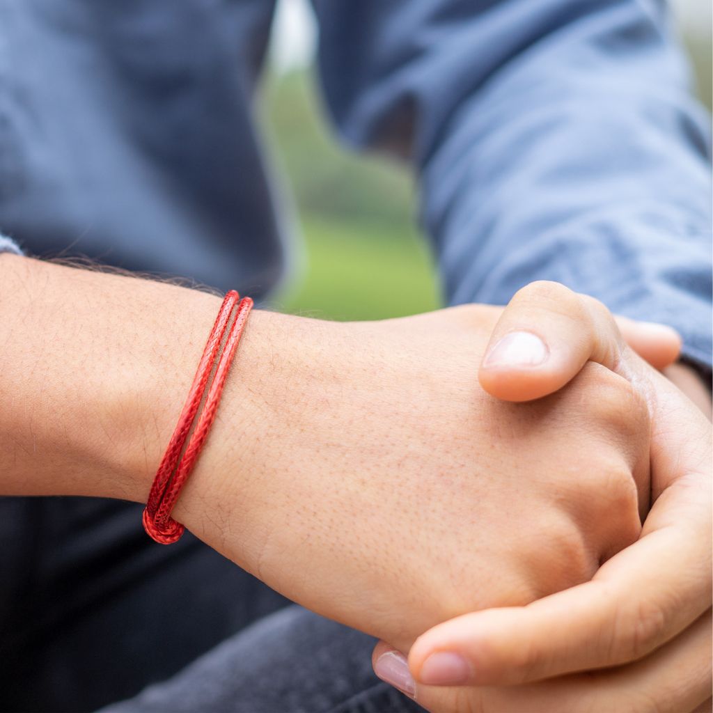 RED WAX NYLON CORD ADJUSTABLE BRACELET-Luck Strings