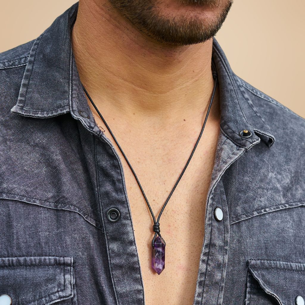 AMETHYST POINT NECKLACE-Luck Strings