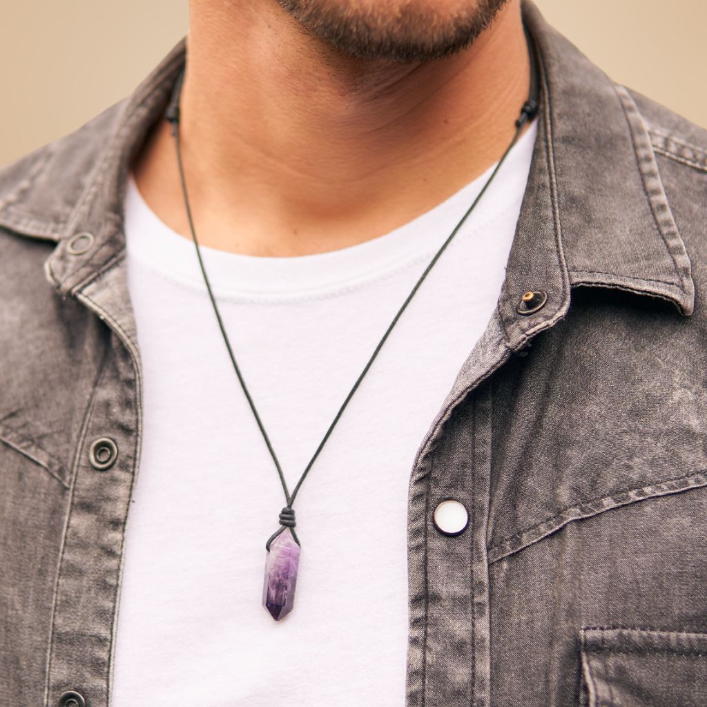 AMETHYST POINT NECKLACE-Luck Strings