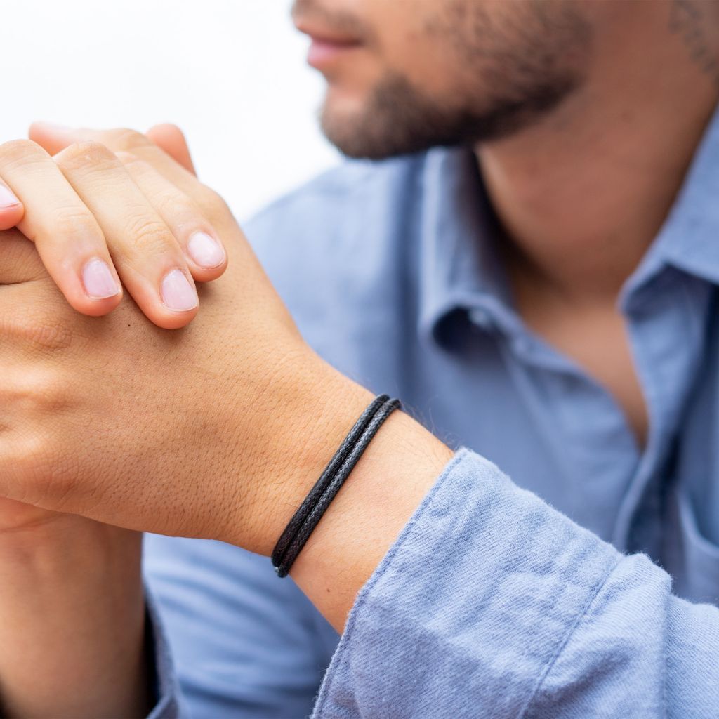 BLACK WAX NYLON CORD ADJUSTABLE BRACELET-Luck Strings