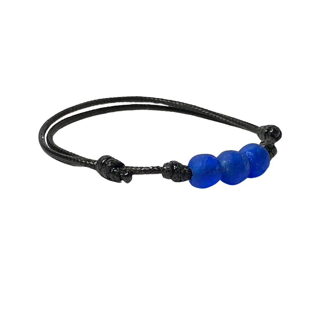 MENS OCEAN BLUE GLASS BRACELET-Luck Strings