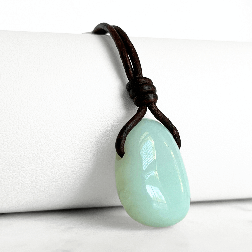 Aquamarine Drop Gemstone Pendant - Oceanic Serenity by Luck Strings.