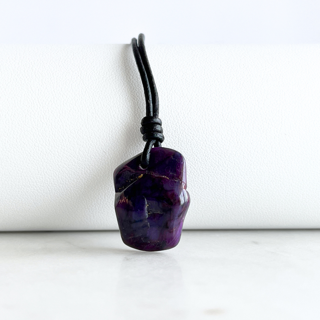 Natural OOAK Sugilite Gemstone Pendant Necklace - Spiritual Healing by Luck Strings.