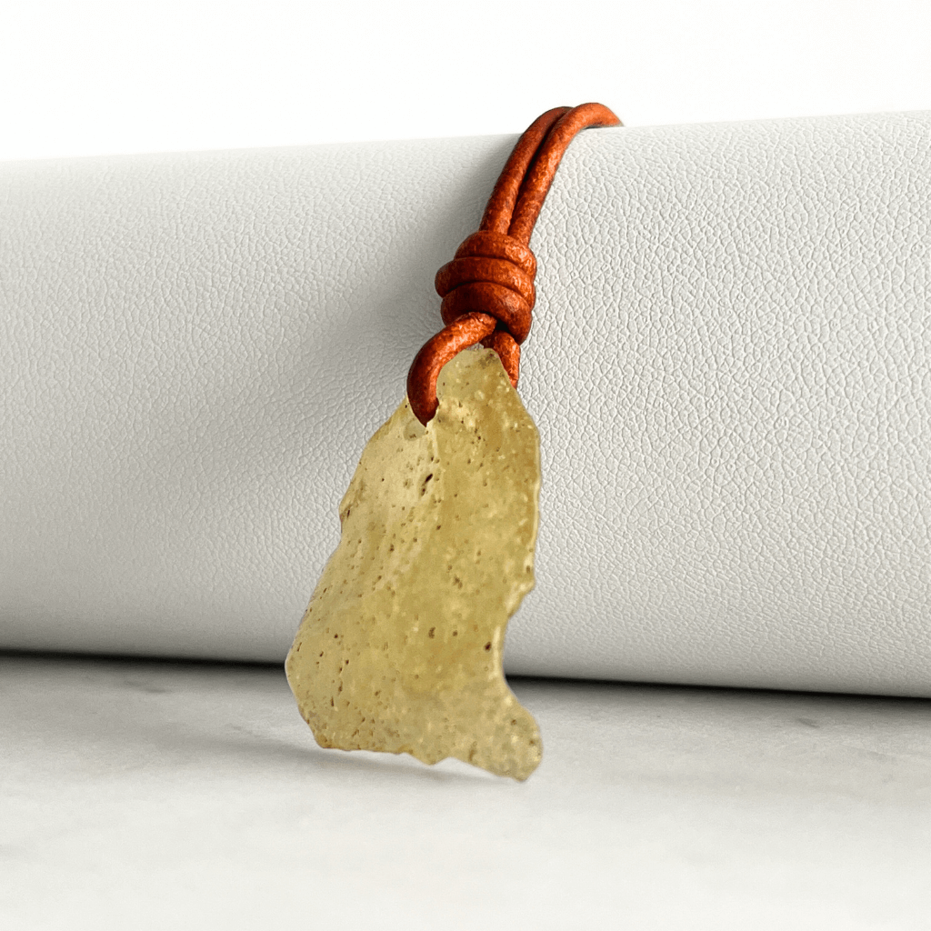 Libyan Desert Glass OOAK Gemstone Pendant - Sahara Serenity by Luck Strings.