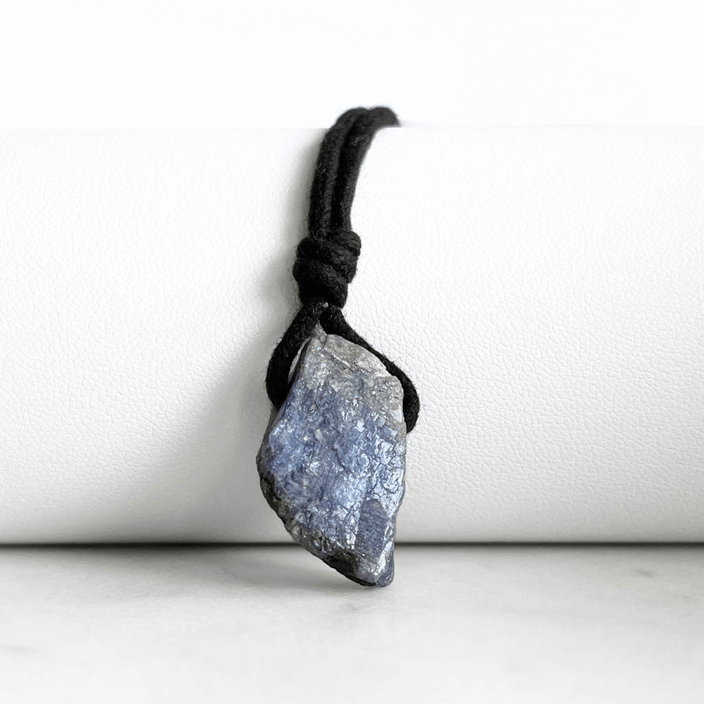 Natural Raw Tanzanite Gemstone Pendant Necklace - Unearthed Beauty by Luck Strings.