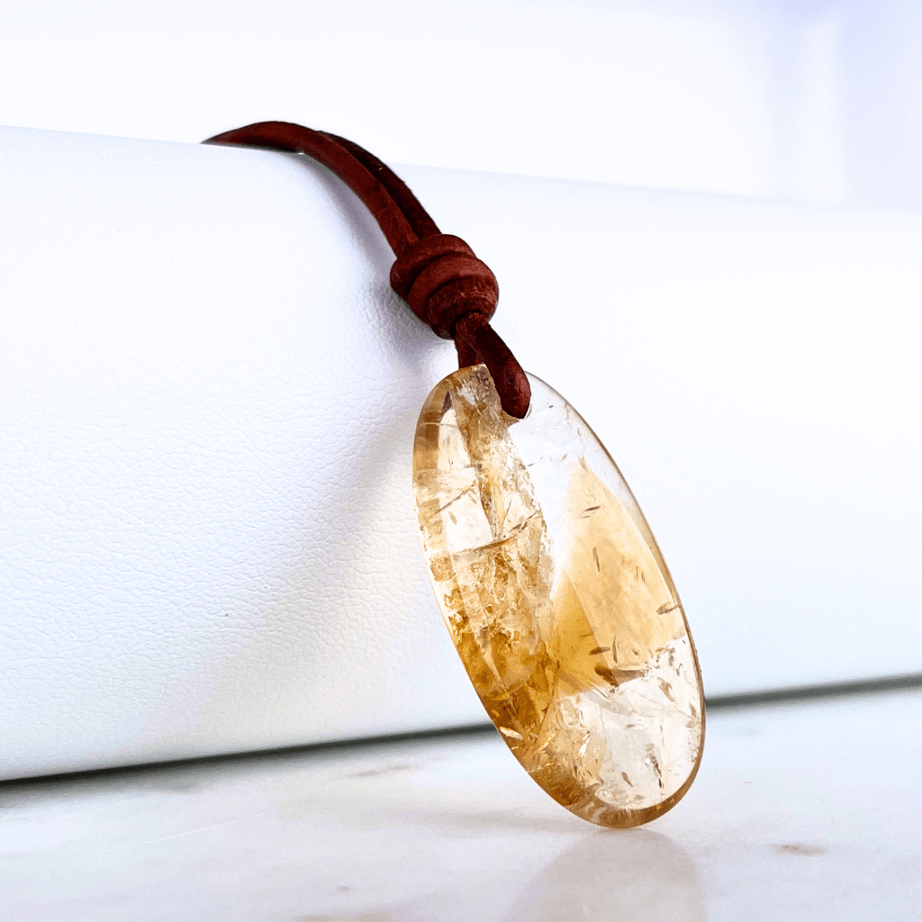 Handcrafted Citrine Oval Gemstone Pendant - Exclusive Elegance