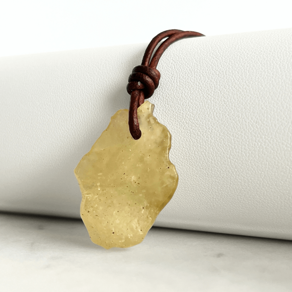 Libyan Desert Glass OOAK Gemstone Pendant - Desert Enchantment by Luck Strings."