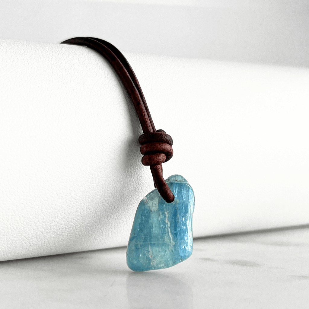 Natural Small Aquamarine Gemstone Pendant Necklace - Tranquil Waters by Luck Strings.