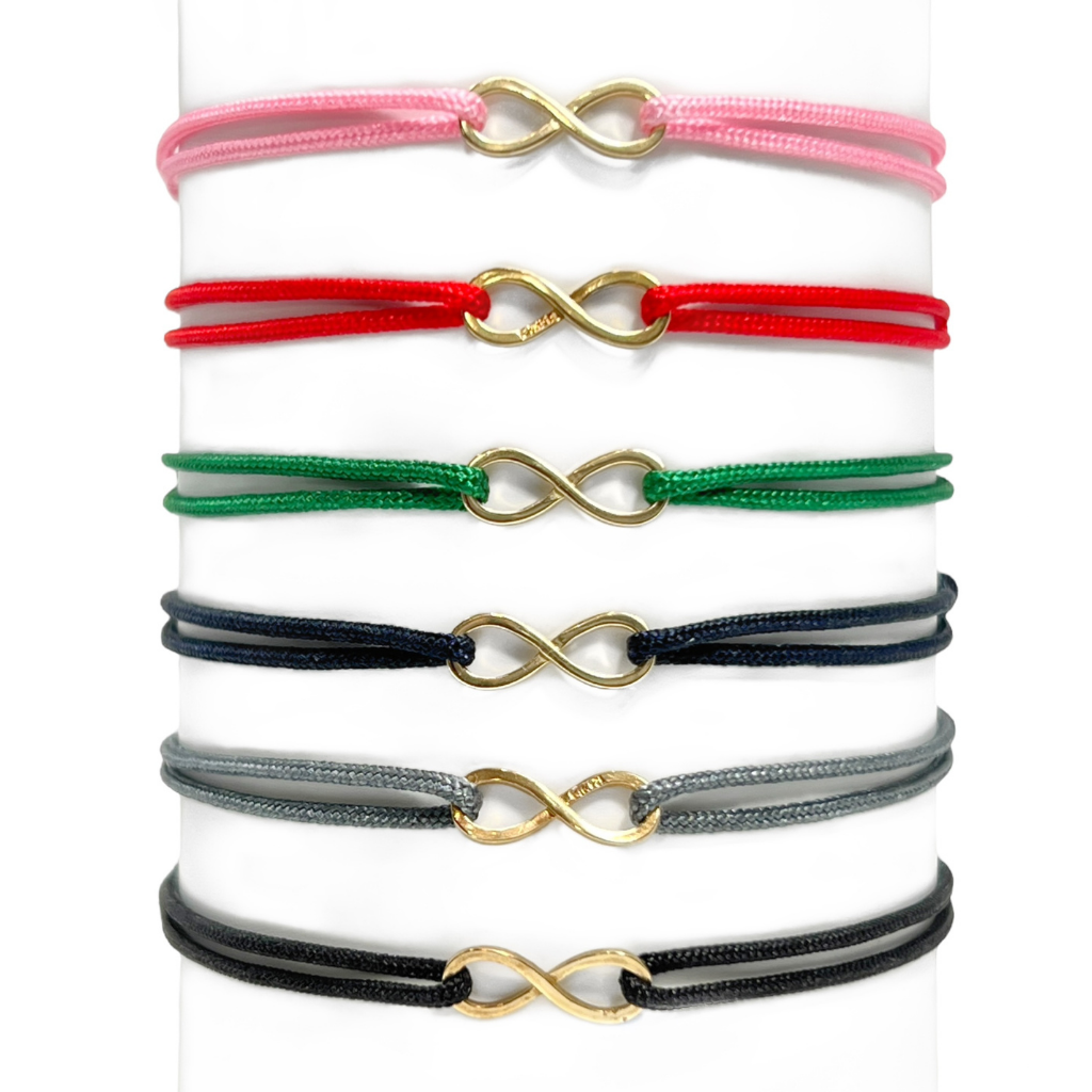 Adjustable 14K Gold Infinity Bracelet on Waterproof Nylon Cord - Unisex Design - Luck Strings