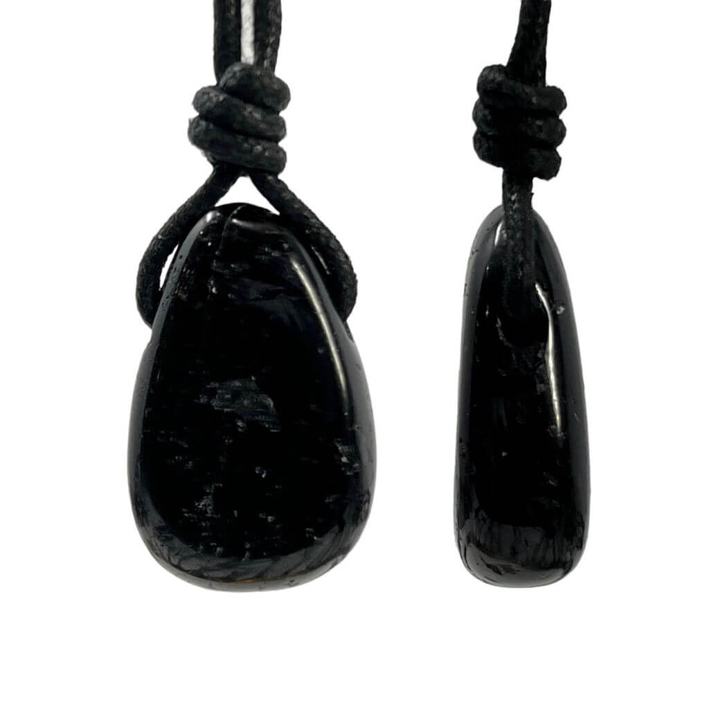 Shiny Black Tourmaline crystal necklace / protection gift