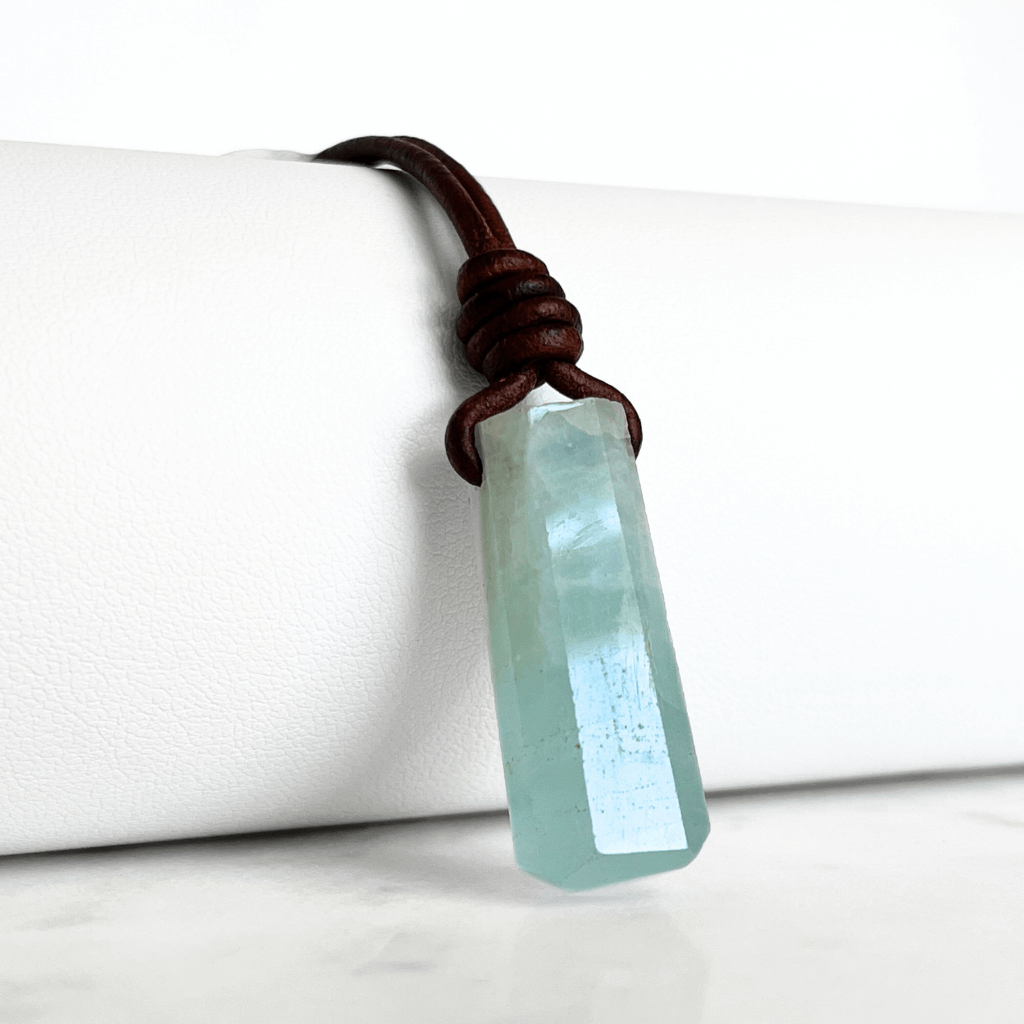 OOAK Aquamarine Gemstone Pendant Necklace - Tranquil Waters by Luck Strings.