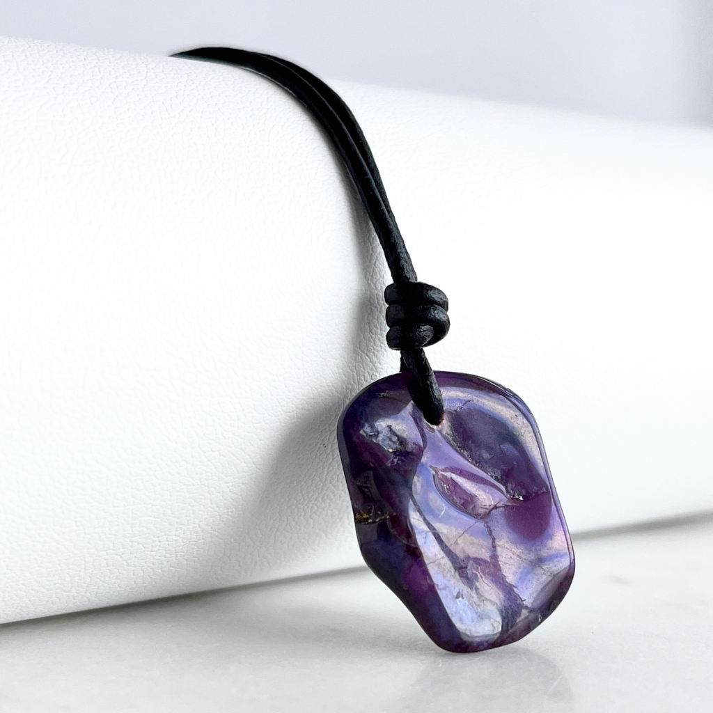 Natural OOAK Sugilite Gemstone Pendant Necklace - Spiritual Healing by Luck Strings.