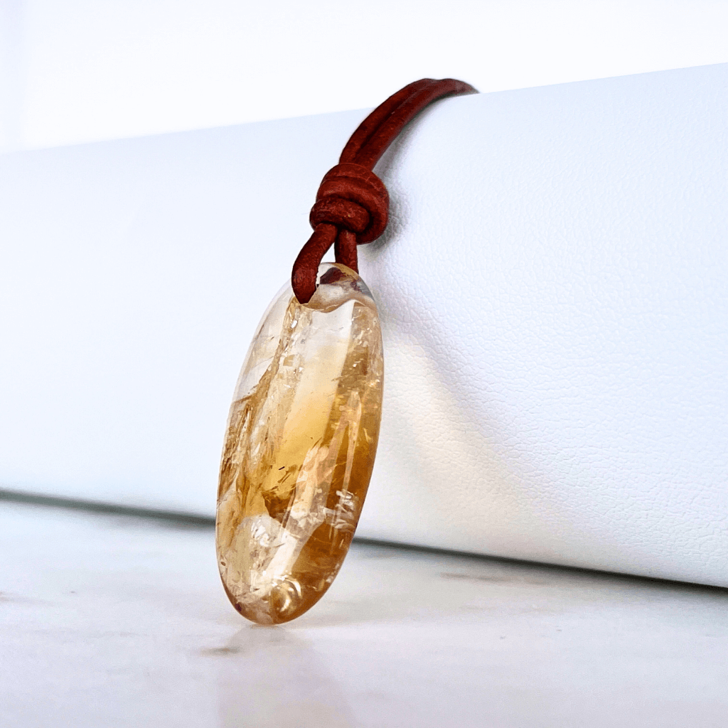 Handcrafted Citrine Oval Gemstone Pendant - Exclusive Elegance