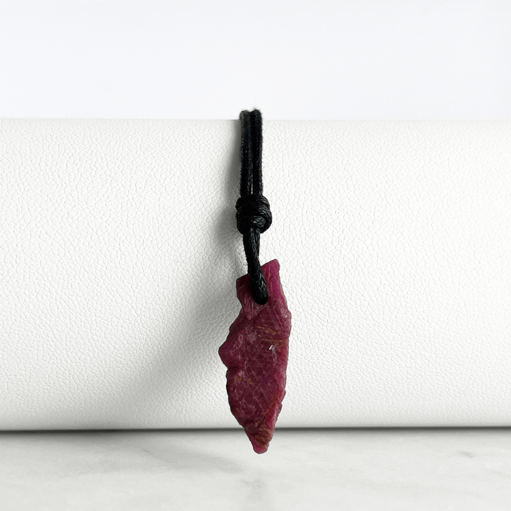 Raw Tiny Natural OOAK Ruby Gemstone Pendant - Fiery Passion by Luck Strings.