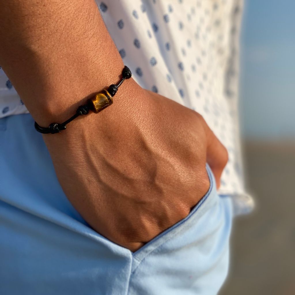 MENS TIGER EYE BRACELET-Luck Strings