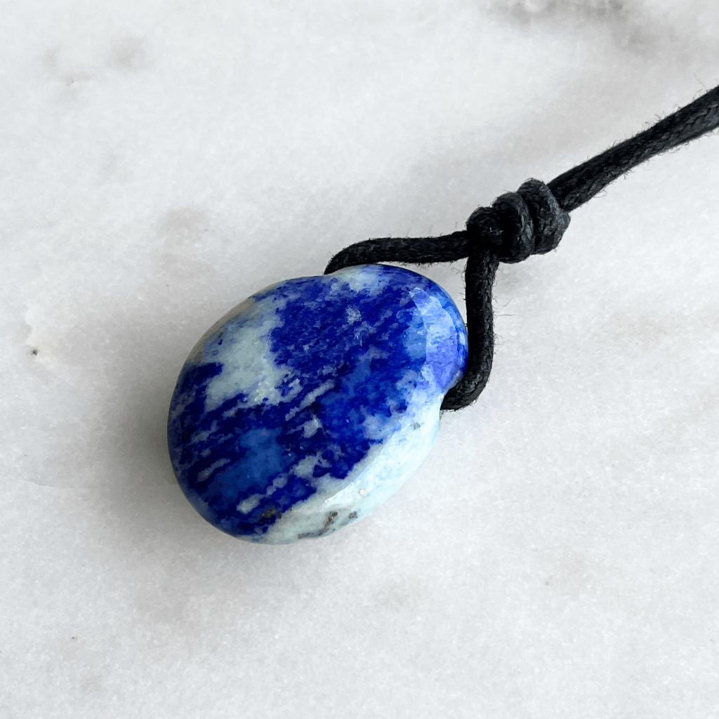 Lapis Lazuli Drop Gemstone Pendant Necklace - Cosmic connection by Luck Strings.