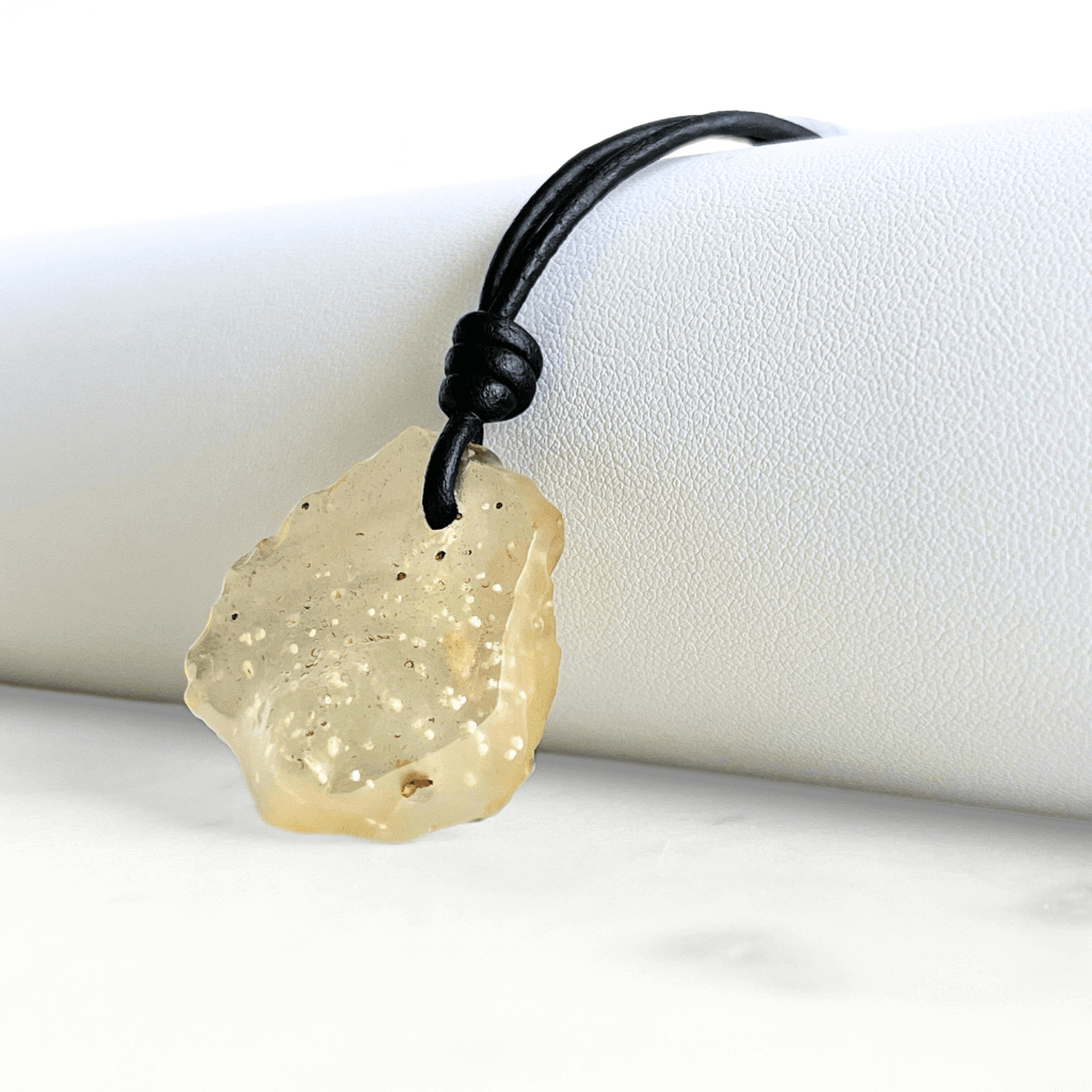 Libyan Desert Glass OOAK Gemstone Pendant - Cosmic Elegance by Luck Strings.