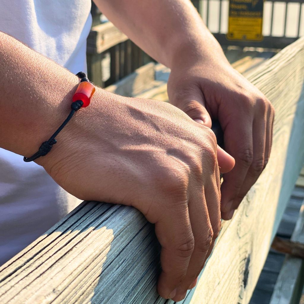 Adjustable Carnelian Cylinder Bracelet - Luck Strings