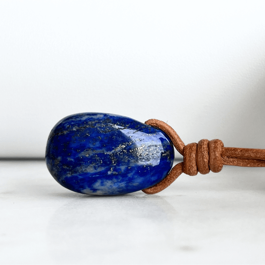 Lapis Lazuli Drop Pendant - Tranquil Oceanic Beauty by Luck Strings.