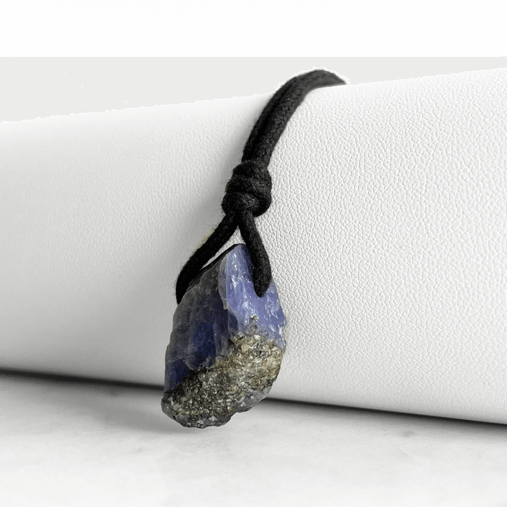 Natural Raw Tanzanite Gemstone Pendant Necklace - Unearthed Beauty by Luck Strings.