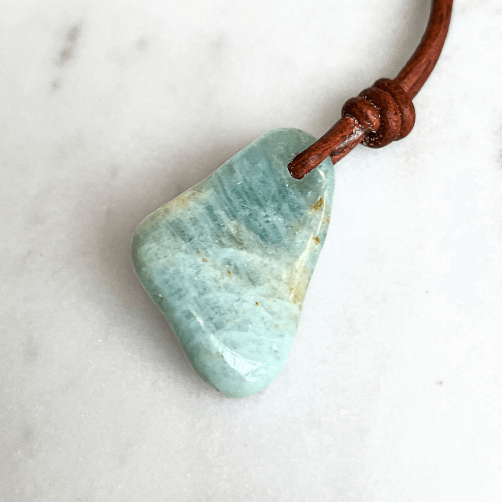 Aquamarine OOAK Gemstone Pendant Necklace - Tranquil Harmony by Luck Strings.