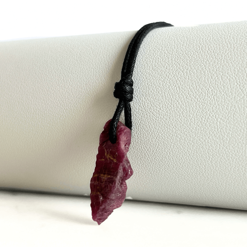 Raw Tiny Natural OOAK Ruby Gemstone Pendant - Fiery Passion by Luck Strings.