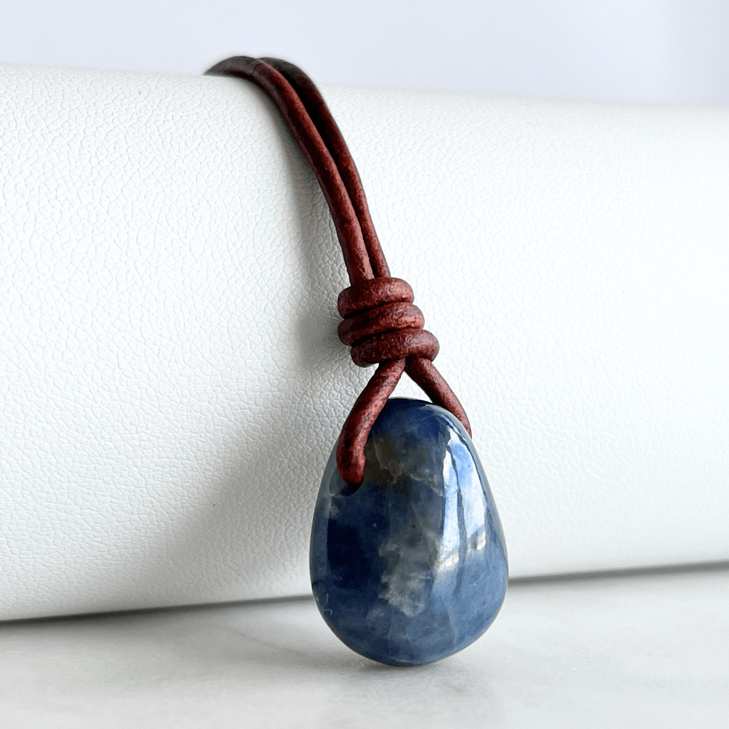 Natural OOAK Blue Sapphire Gemstone Pendant Necklace - Divine Elegance by Luck Strings.