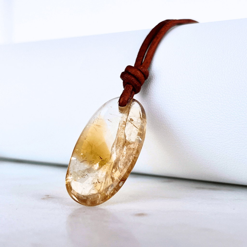 Handcrafted Citrine Oval Gemstone Pendant - Exclusive Elegance