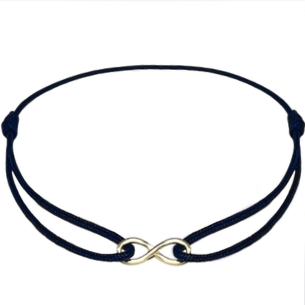 Adjustable 14K Gold Infinity Bracelet on Waterproof Nylon Cord - Unisex Design - Luck Strings