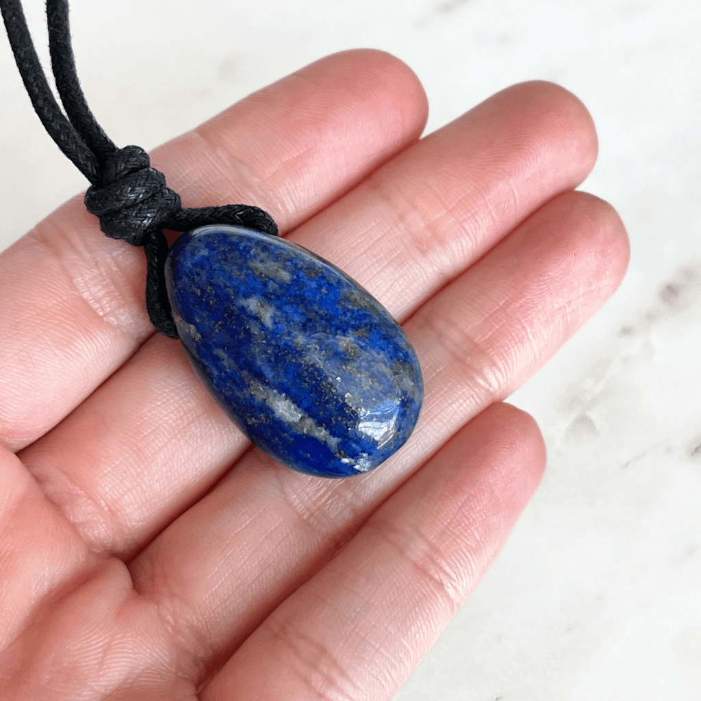 Lapis Lazuli Drop Gemstone Necklace - Celestial Beauty by Luck Strings.