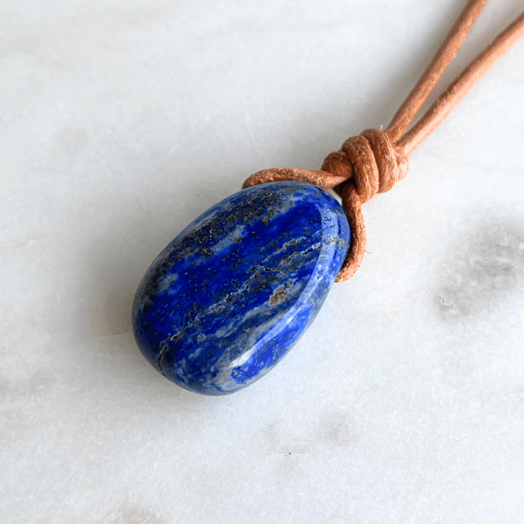 Lapis Lazuli Drop Pendant - Tranquil Oceanic Beauty by Luck Strings.