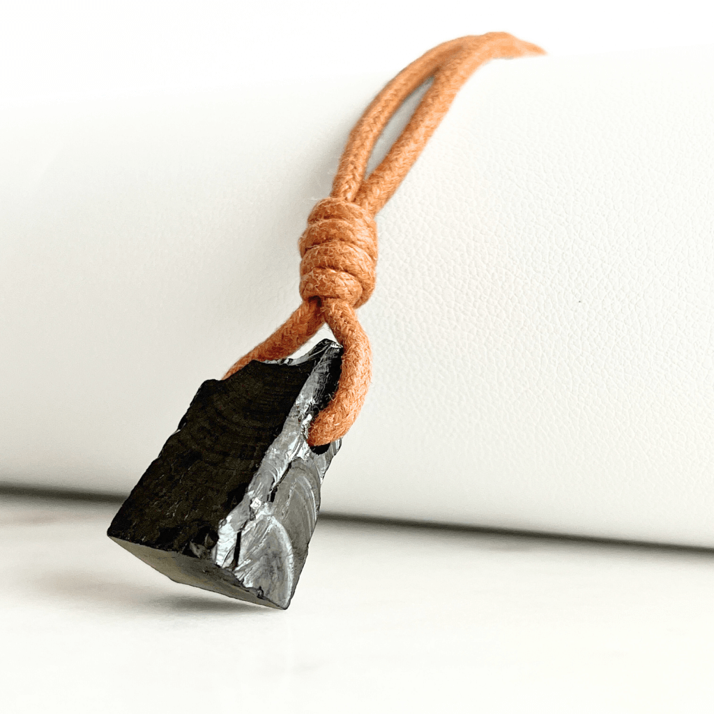 Elite Shungite OOAK Gemstone Pendant Necklace - A symbol of purification and protection by Luck Strings.