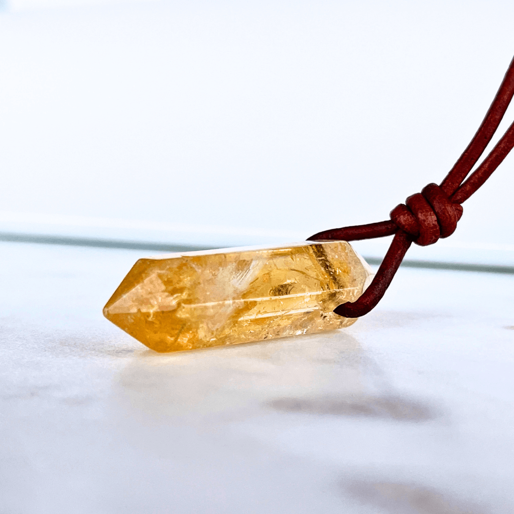 Handcrafted Citrine Point Pendant Necklace - Radiant Natural Beauty