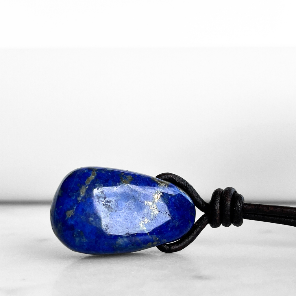 Lapis Lazuli Drop Gemstone Necklace - Oceanic Serenity by Luck Strings.