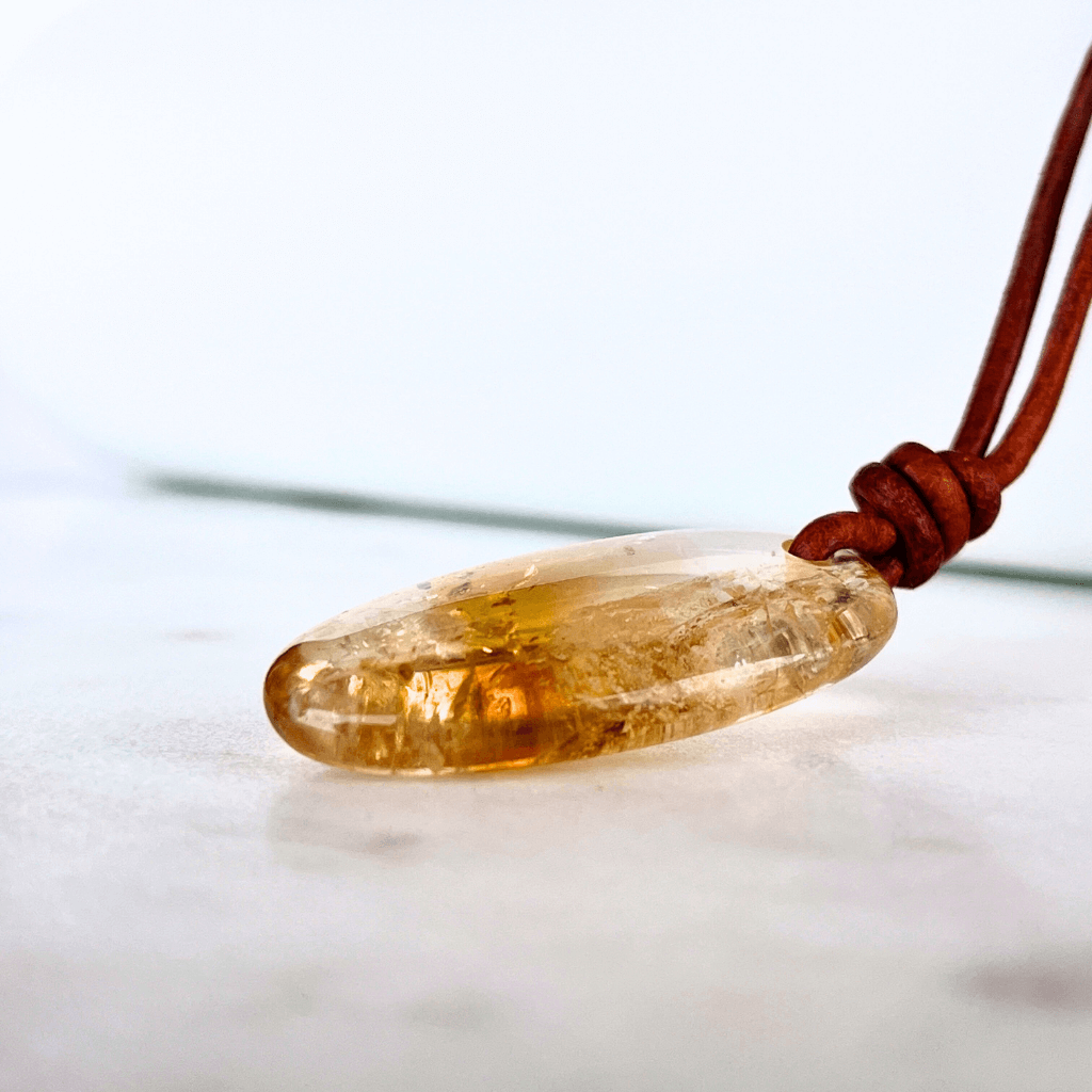 Handcrafted Citrine Oval Gemstone Pendant - Exclusive Elegance