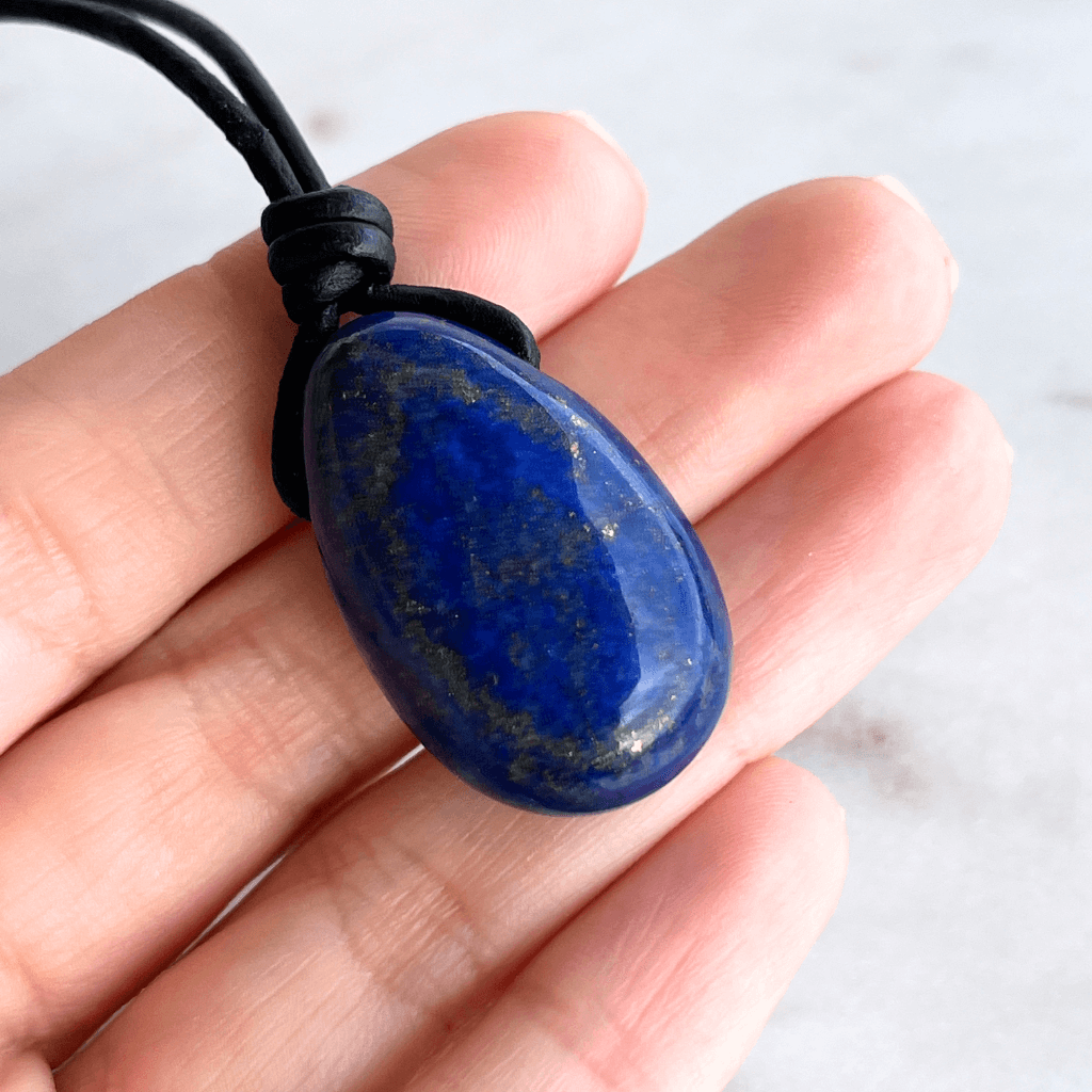 Lapis Lazuli Drop Gemstone Pendant Necklace - Regal beauty by Luck Strings.