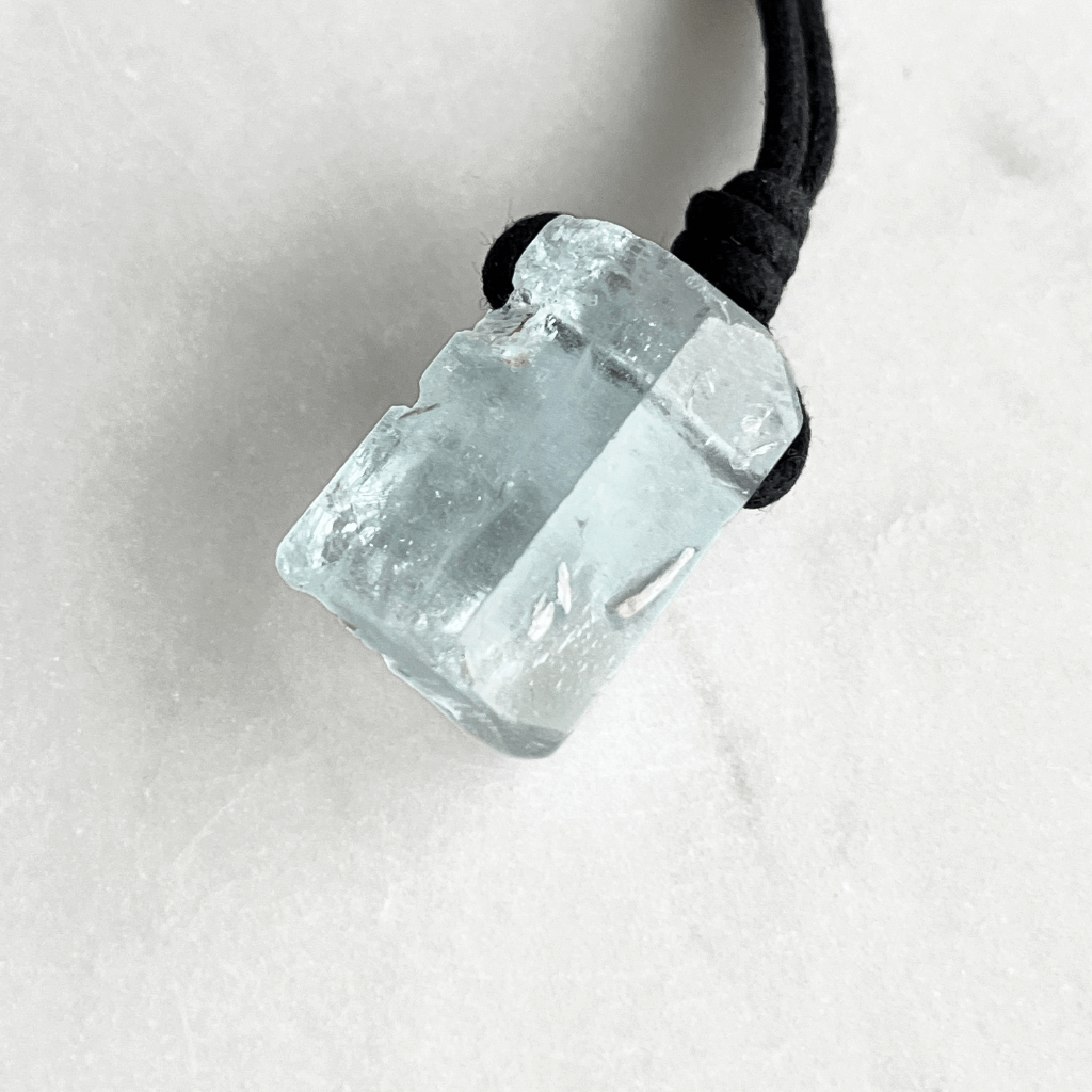Raw OOAK Aquamarine Gemstone Pendant - Tranquil Waters by Luck Strings.
